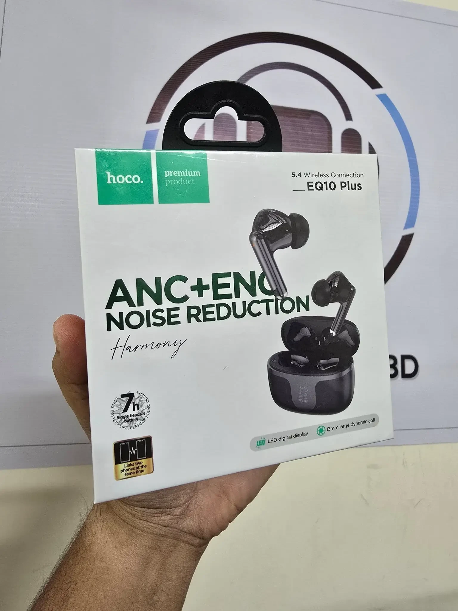 Hoco EQ10 Plus Wireless Earbuds – ANC + ENC Noise Reduction, LED Display, 5.4 Bluetooth