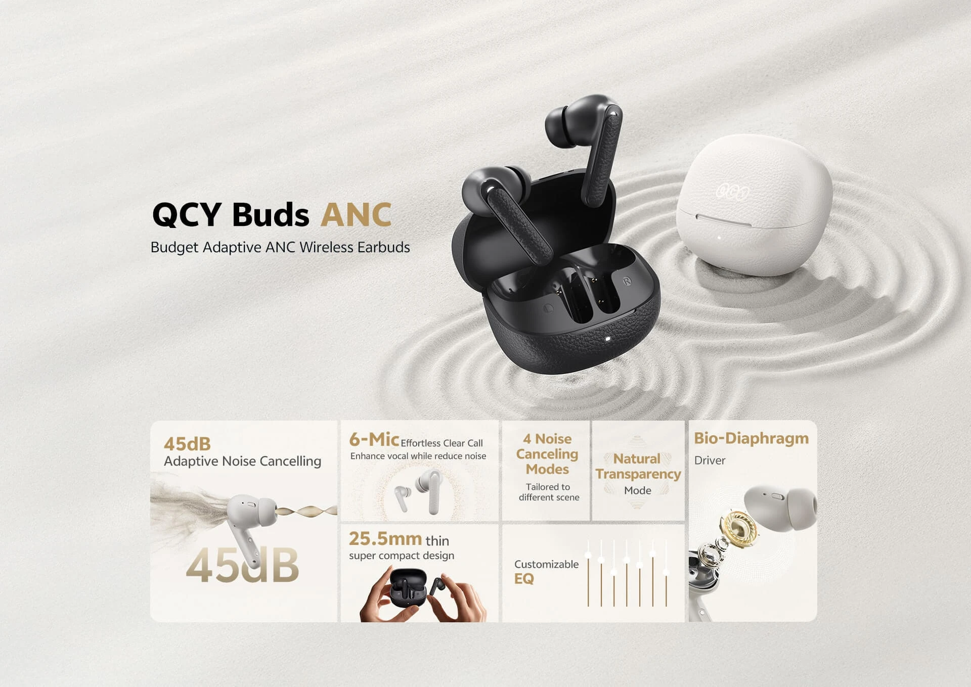 QCY HT15 Buds ANC TWS Earbuds – Black